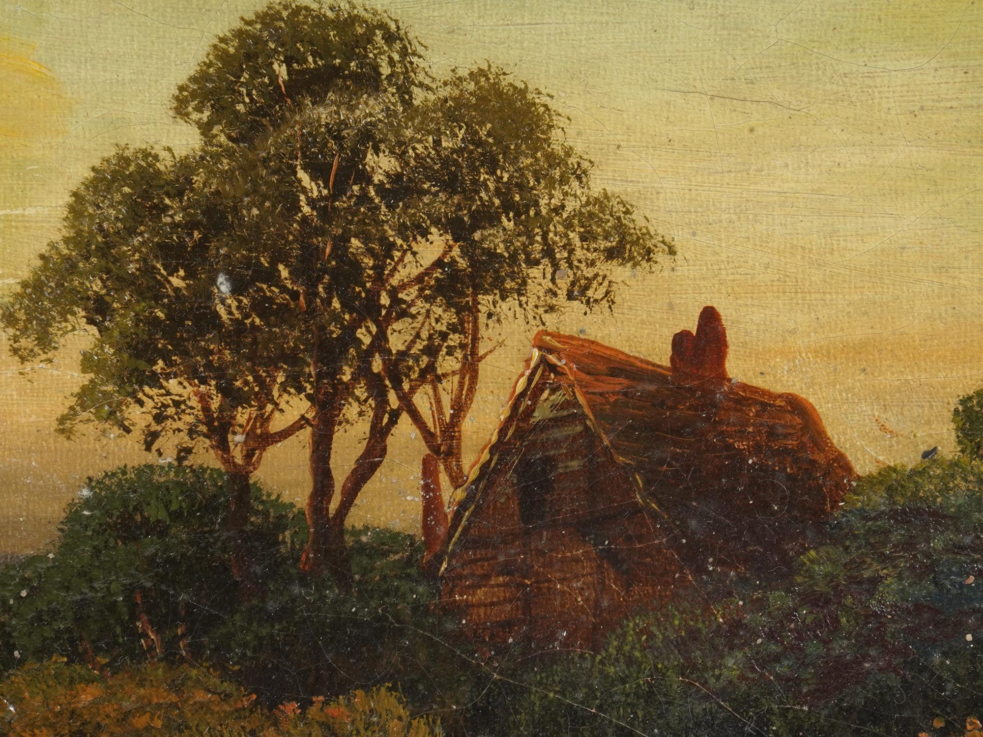 ANTIQUE BRITISH RURAL OIL PAINTING BY EDWIN COLE PIC-2